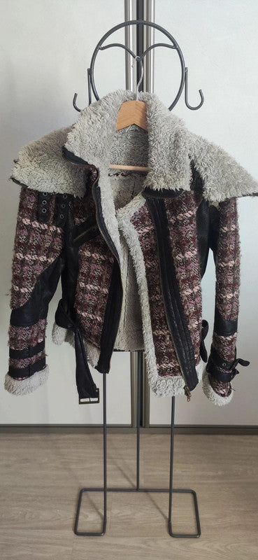 Giacca donna 46 Rosa in misto lana foderata in sherpa monopetto