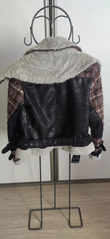 Giacca donna 46 Rosa in misto lana foderata in sherpa monopetto