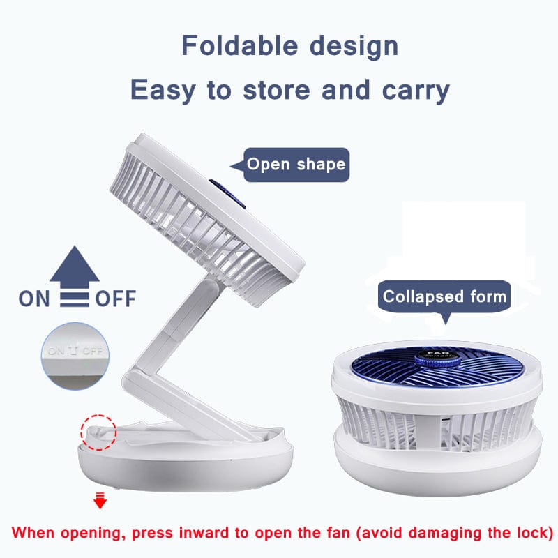 Ventilateur mural pliable avec lampe LED