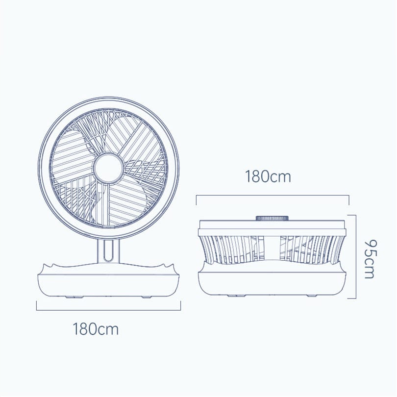Ventilateur mural pliable avec lampe LED
