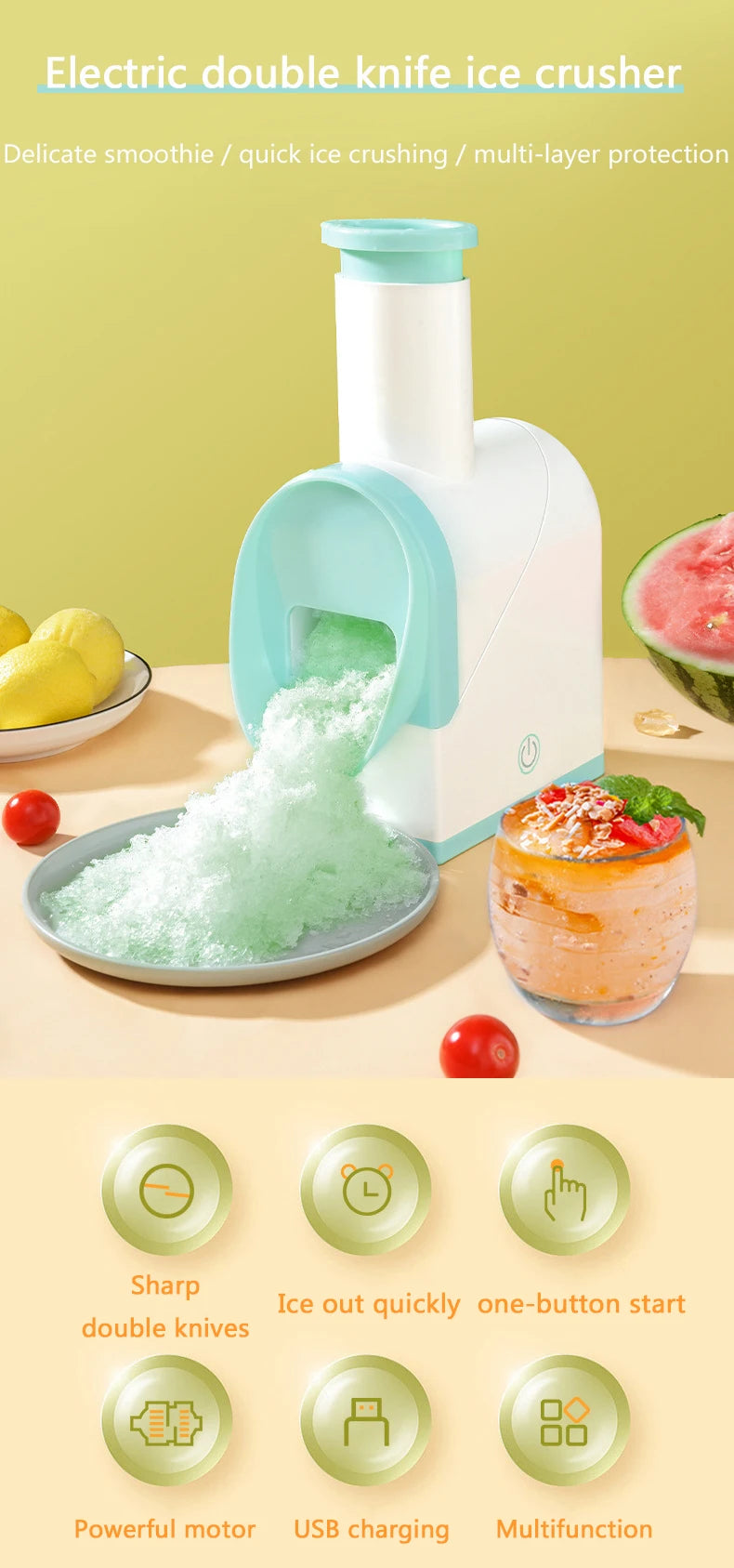 Household Electric Ice Crusher Shaved Ice Machine