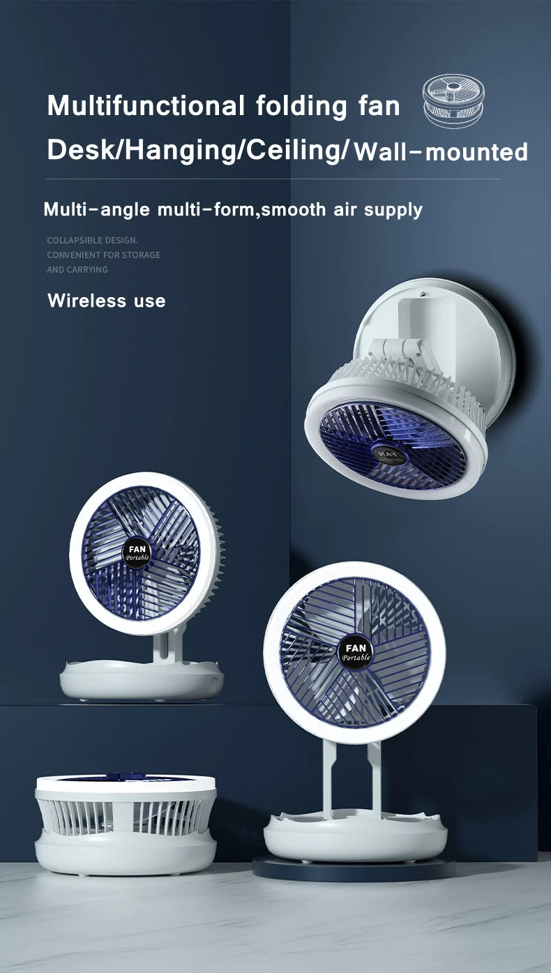Ventilateur mural pliable avec lampe LED