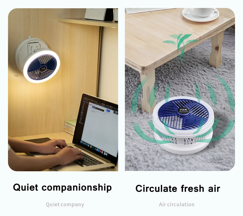 Ventilateur mural pliable avec lampe LED