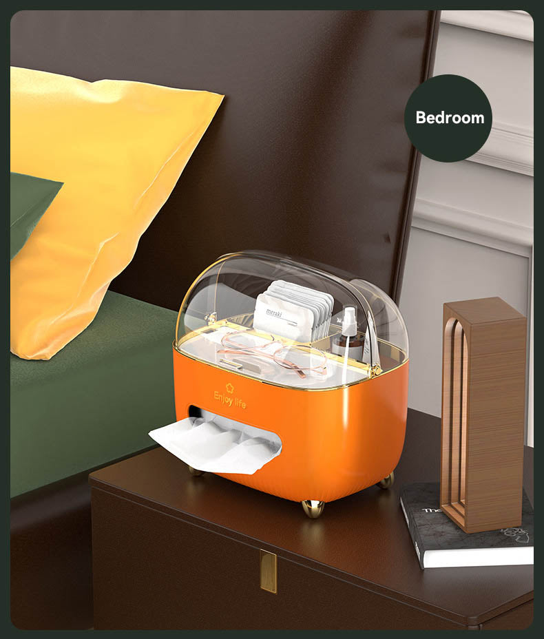 Boîte de rangement multifonction pour mouchoirs avec couvercle