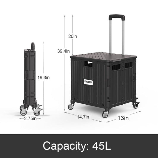 Chariot utilitaire pliable à roulettes avec couvercle