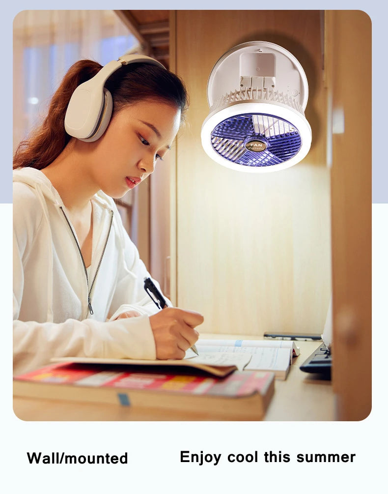 Ventilateur mural pliable avec lampe LED