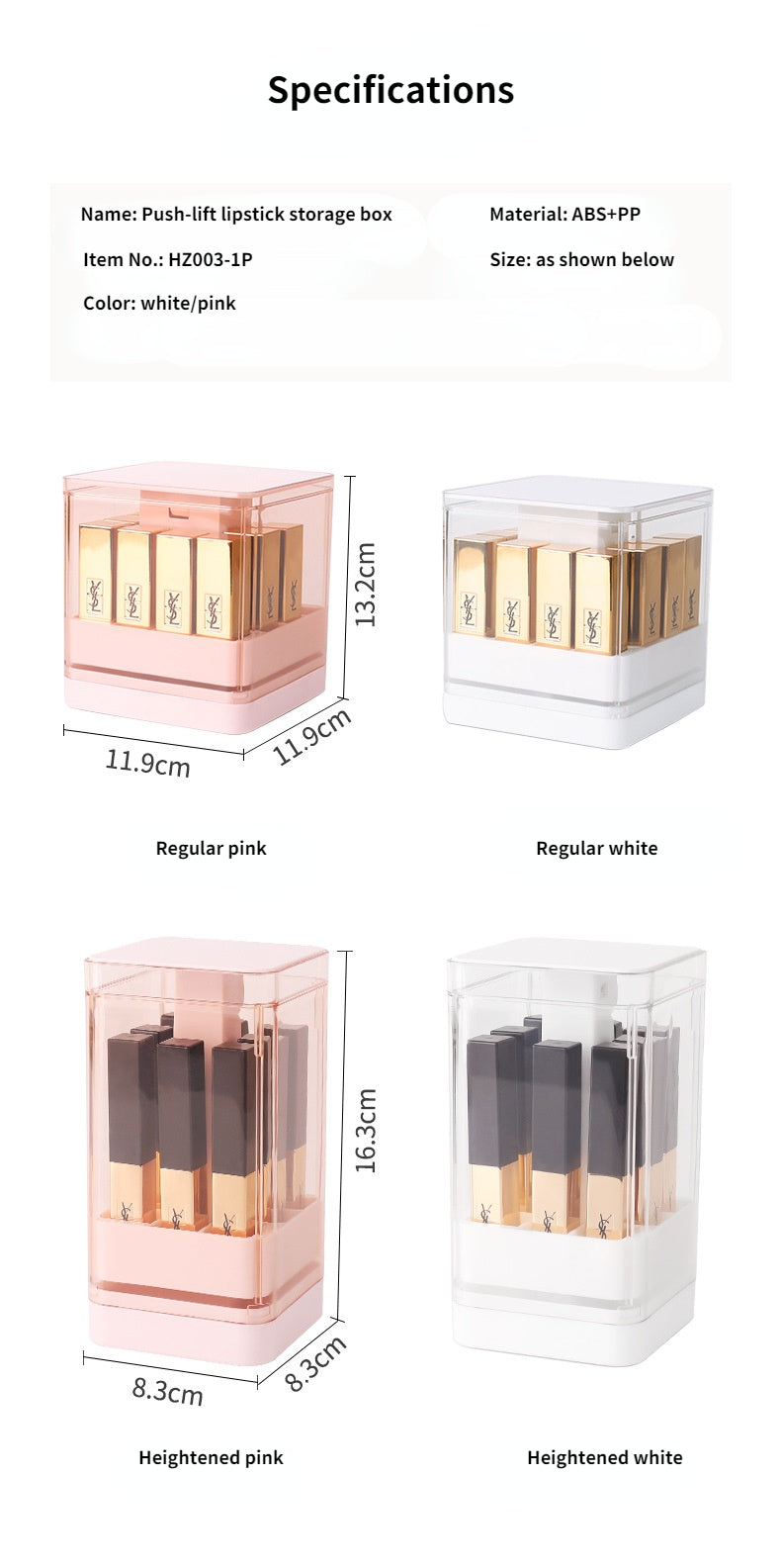 Boîte de rangement pour rouge à lèvres à pousser et à soulever