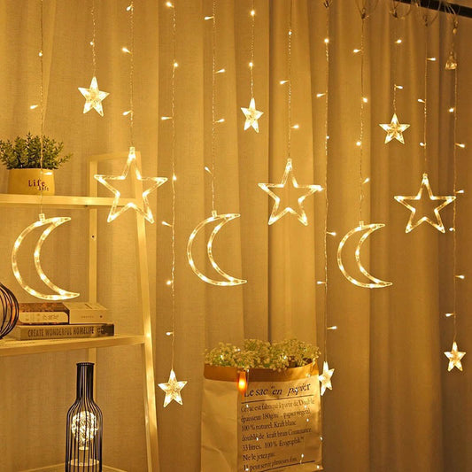 LED Moon Lamp Fairy Curtain String Lights